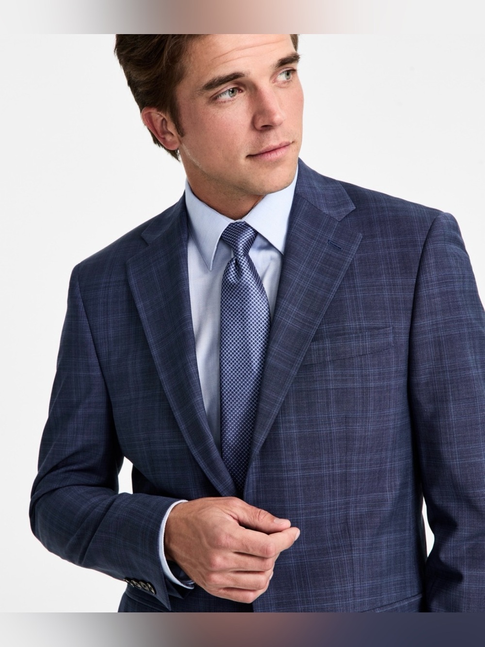 Calvin Klein Navy Plaid Suit Jacket